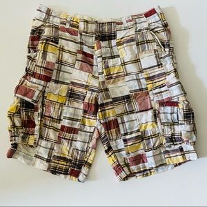 Old Navy Men's Madras Patchwork Cargo Shorts- Sz 38